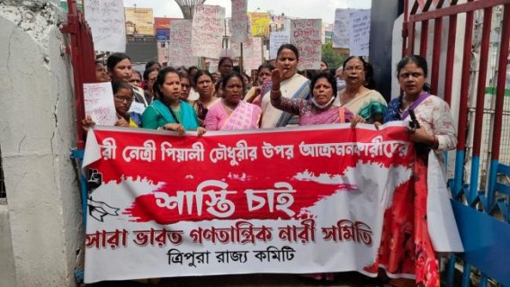 AIDWA activists gheraoed Agartala Women PS centering the attack on CPIM women workers in CPIM’s rally in Amtali area on Thursday AIDWA activists gheraoed Agartala Women PS centering the attack on CPIM women workers in CPIM’s rally in Amtali area on Thursday